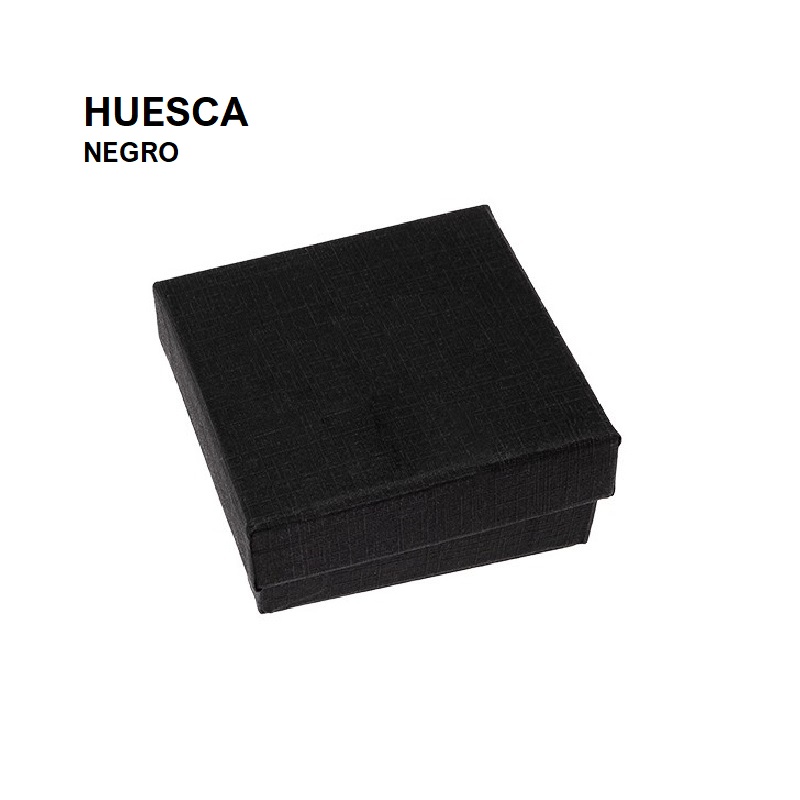 Caja HUESCA negra, juego + cadena 65x65x24 mm.